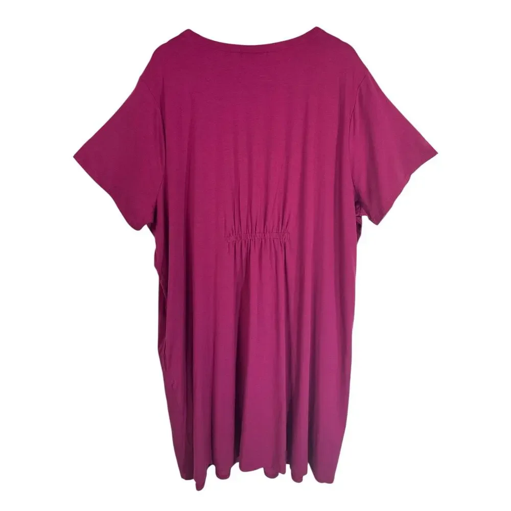 J.Jill Sangria Button Front Swing Dress 4X NWT V-Neck Knit Pockets - Picture 2 of 8